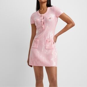Self portrait pink sequin knit dress